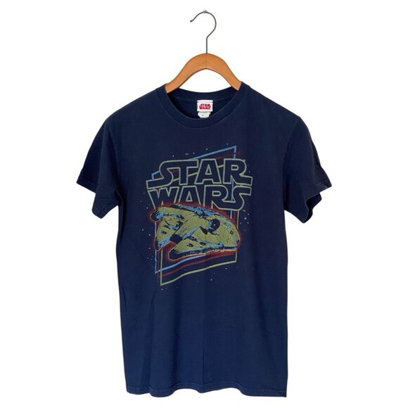 Star Wars Blue T-Shirt Battleship Galactic Size S Small Lucas Films Retro Look - Picture 1 of 10